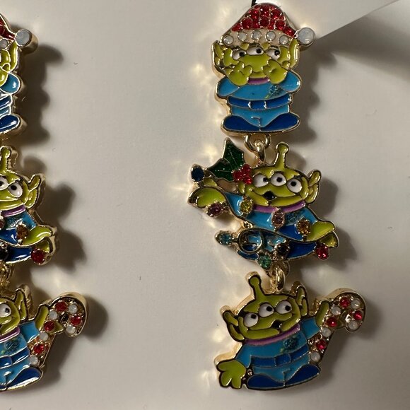 Pixar BAUBLEBAR Dangle Aliens Candy Cane/Holly Jewelry Holiday Earrings NIB - Picture 2 of 3